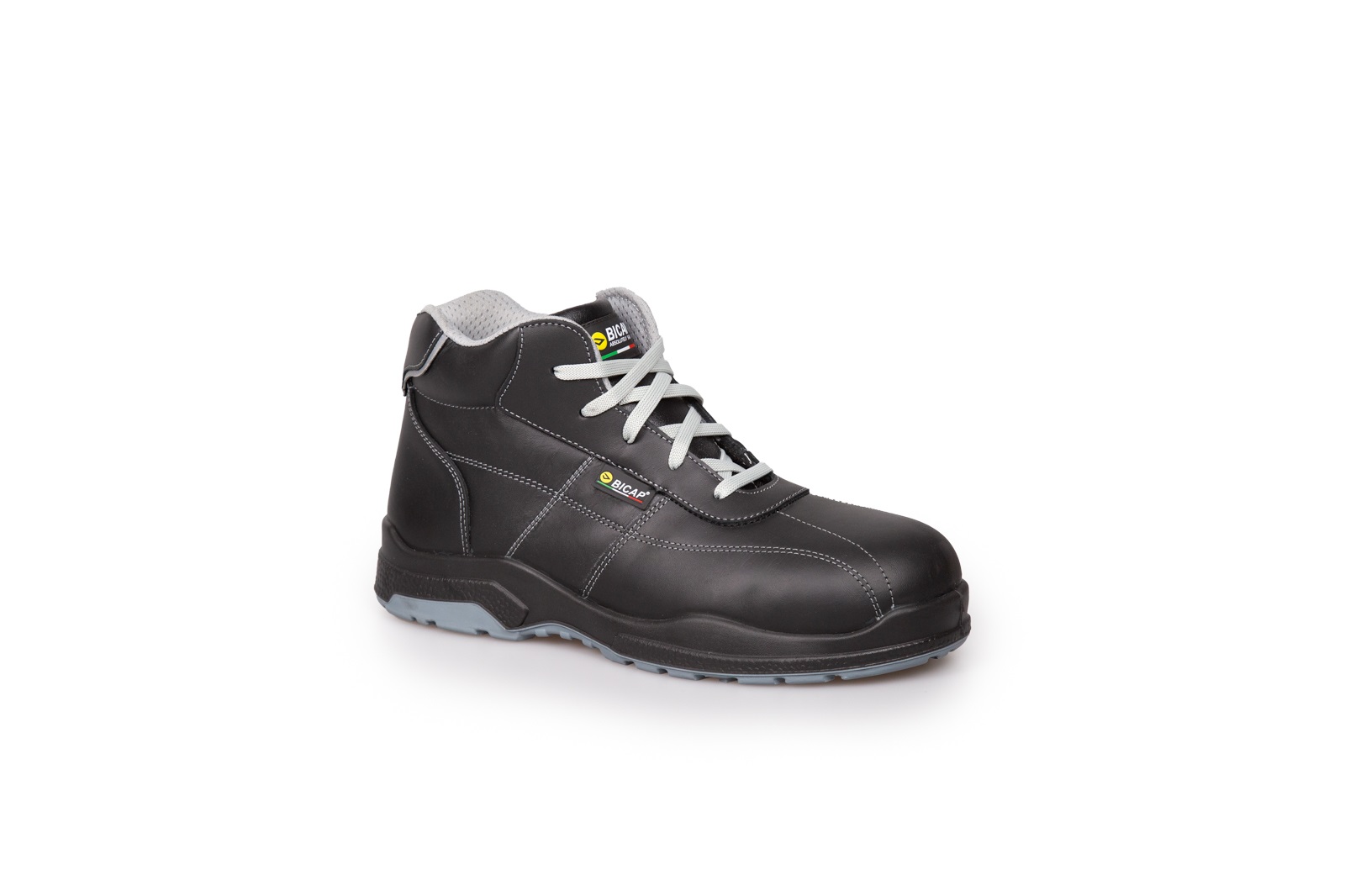 Bicap LEUCA MID Black, Grey ESD Safe Composite Toe Capped Unisex Safety Boots, UK 3.5, EU 36