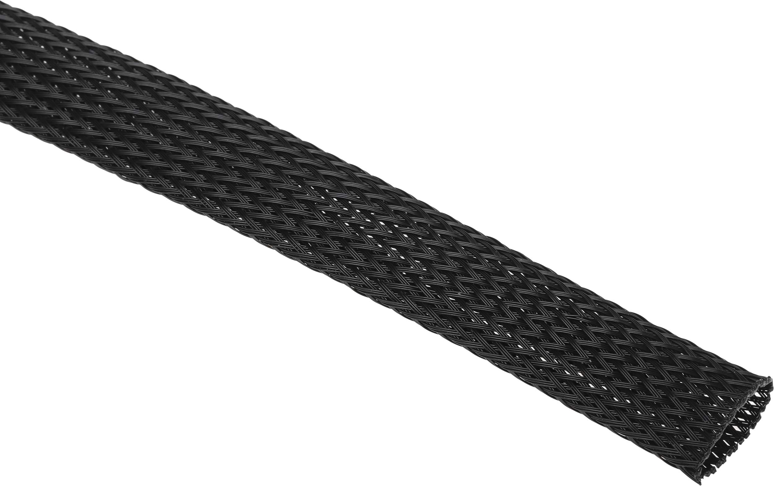 RS PRO Expandable Braided PET Black Cable Sleeve, 15mm Diameter, 5m Length