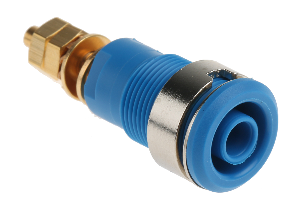 Staubli Blue Female Banana Socket, 4 mm Connector, Solder Termination, 32A, 1000V, Gold Plating