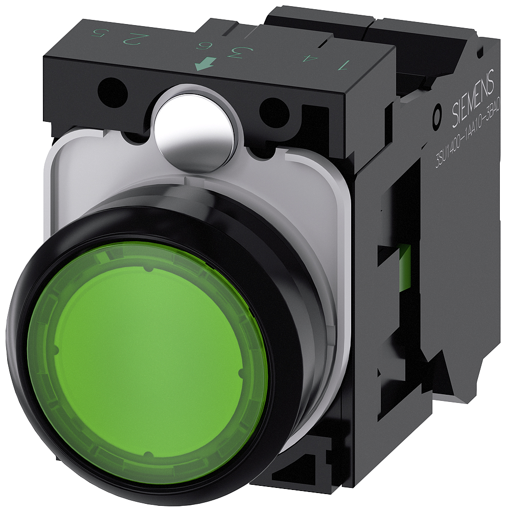 Siemens SIRIUS ACT 3SU11 Series Illuminated Push Button Complete Unit, 22mm Cutout, SPST, IP66, IP67, IP69(IP69K)