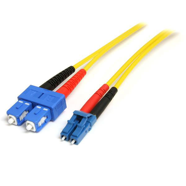 StarTech.com LC to SC Duplex Single Mode OS1 Fibre Optic Cable, 9/125μm, Yellow, 4m