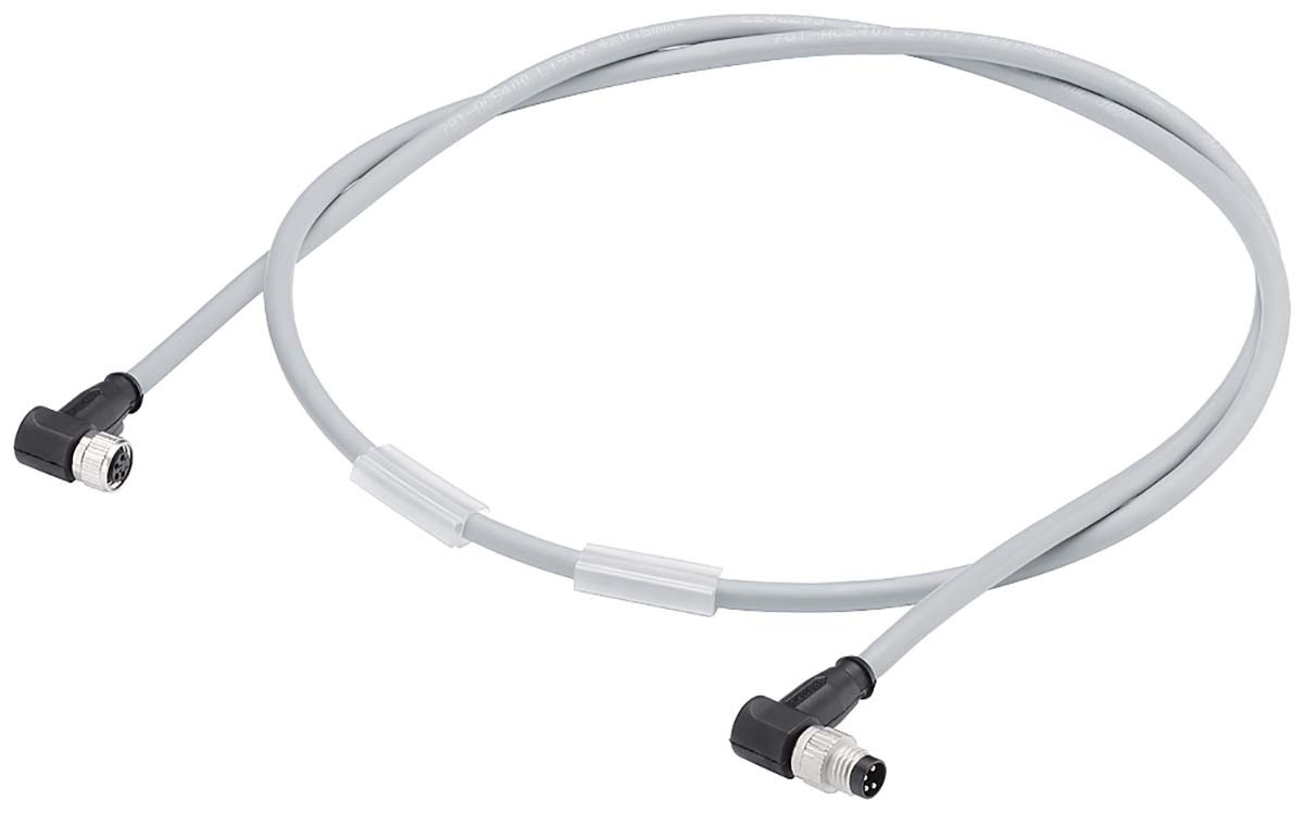 Siemens Male 4 way M8 to Female 4 way M8 Sensor Actuator Cable, 1 m