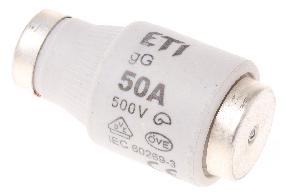 ETI 50A DIII Bottle Fuse, E33 Thread Size, gG - gL, 500V ac