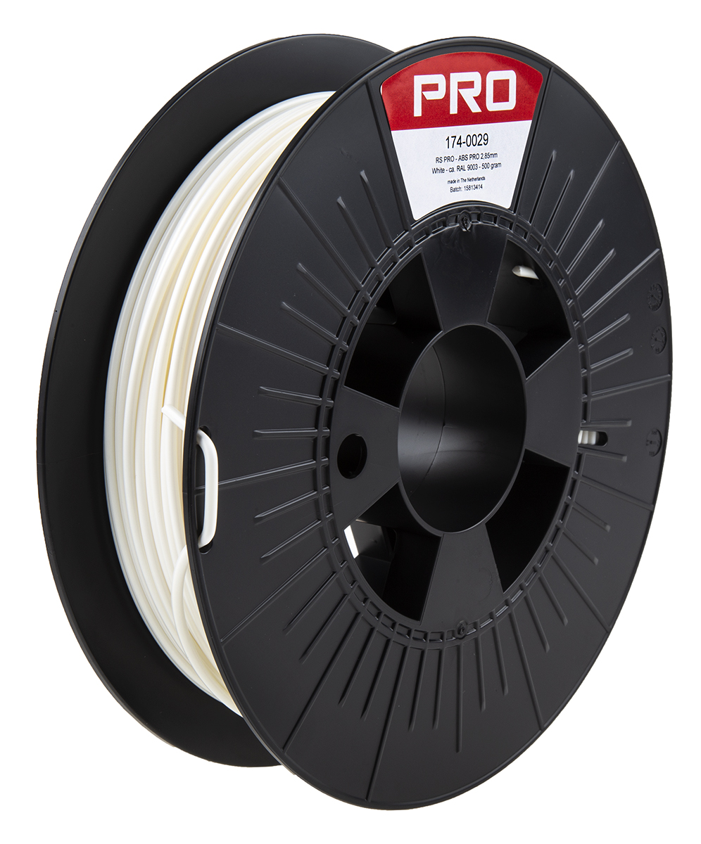 RS PRO 2.85mm White ABS-X 3D Printer Filament, 500g
