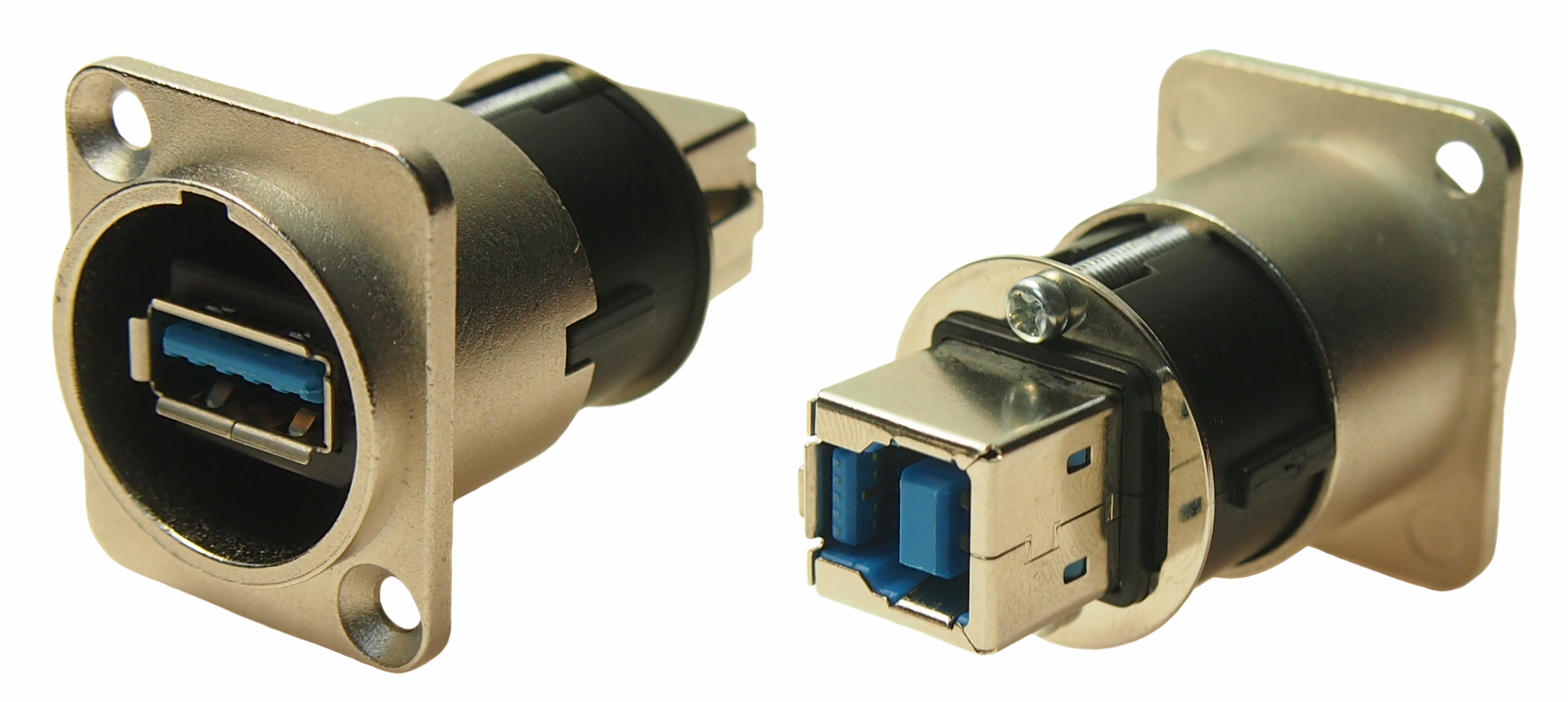 RS PRO Straight, Panel Mount, Socket- Dual Port Type A-B 3 Feedthrough USB Connector