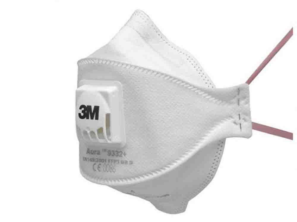 3M 9300+ Series Disposable Face Mask for General Purpose Protection, FFP3, Valved