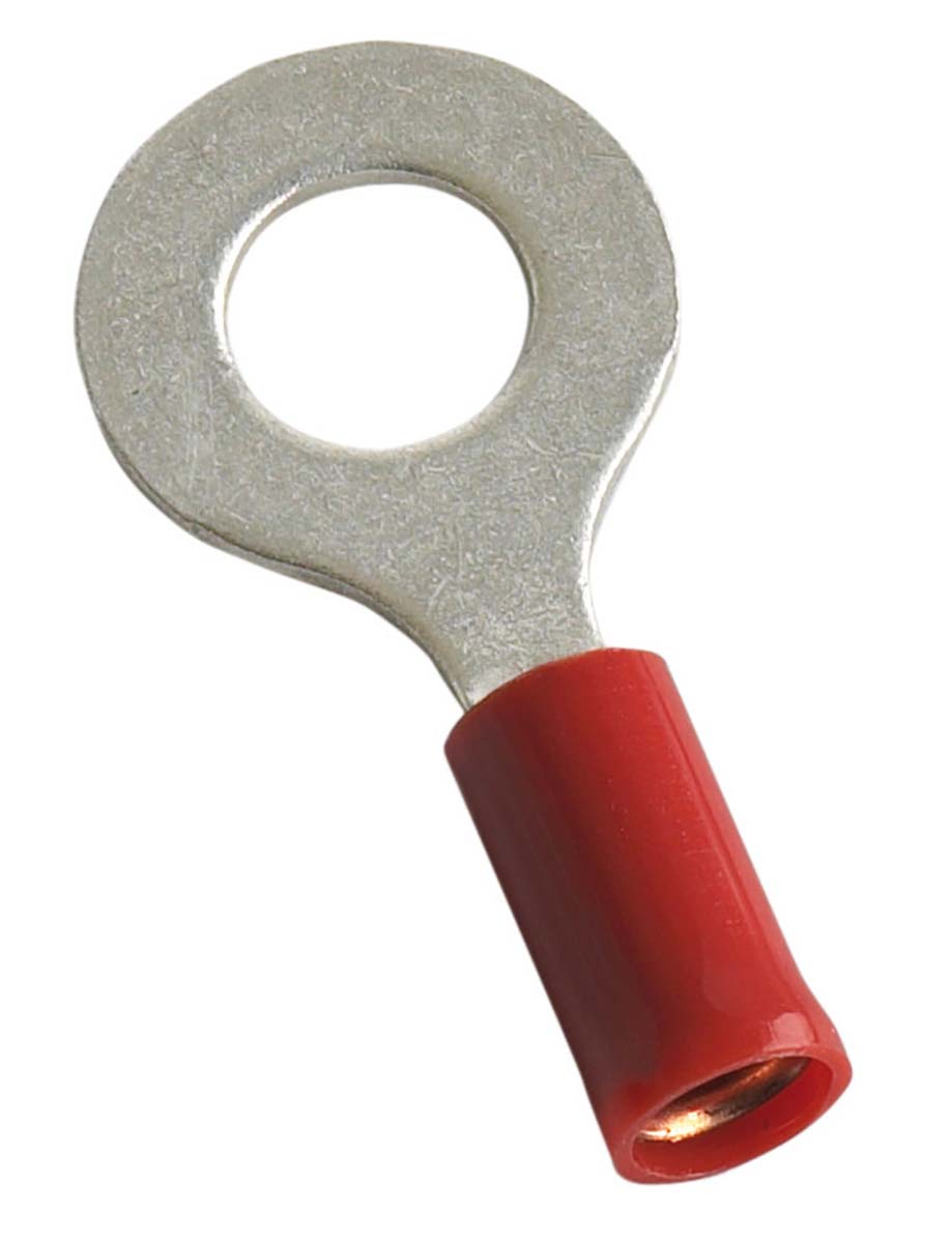 MECATRACTION, S Insulated Ring Terminal, M4 Stud Size to 1,5mm² Wire Size, Red