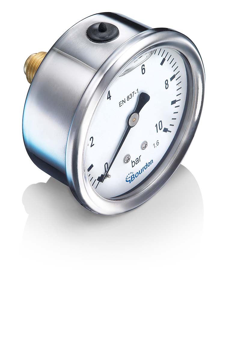 Bourdon Analogue Pressure Gauge 100bar Back Entry 63mm Outside Diameter