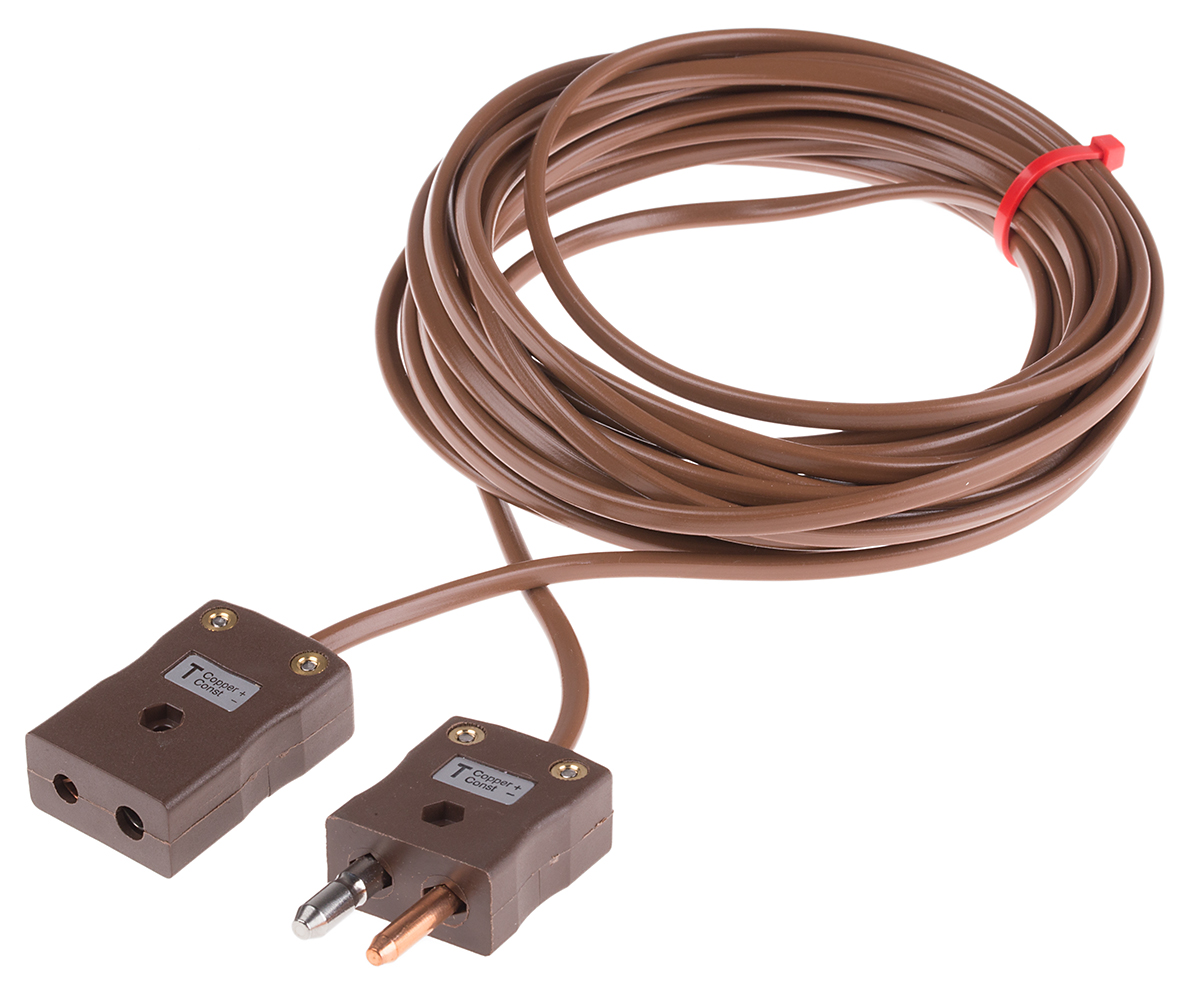 RS PRO Type T Thermocouple Cable/Wire Extension Lead, 5m, Unscreened, PVC Insulation, +105°C Max, 7/0.2mm