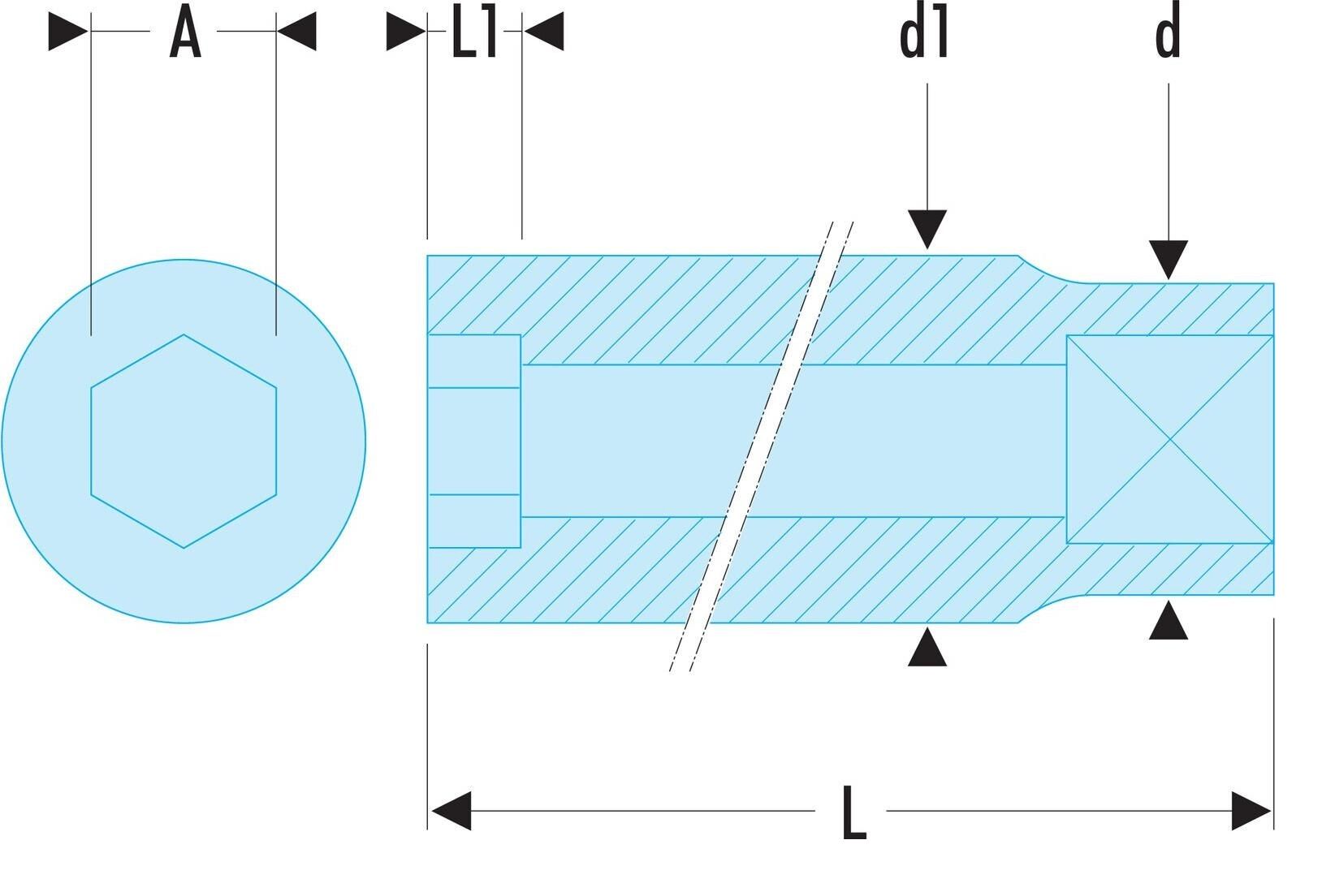 Facom 1/2 in Drive 12mm Long Socket, 6 point, 77 mm Overall Length