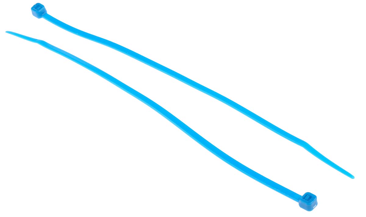 RS PRO Cable Tie, 200mm x 3.6 mm, Blue Nylon, Pk-100
