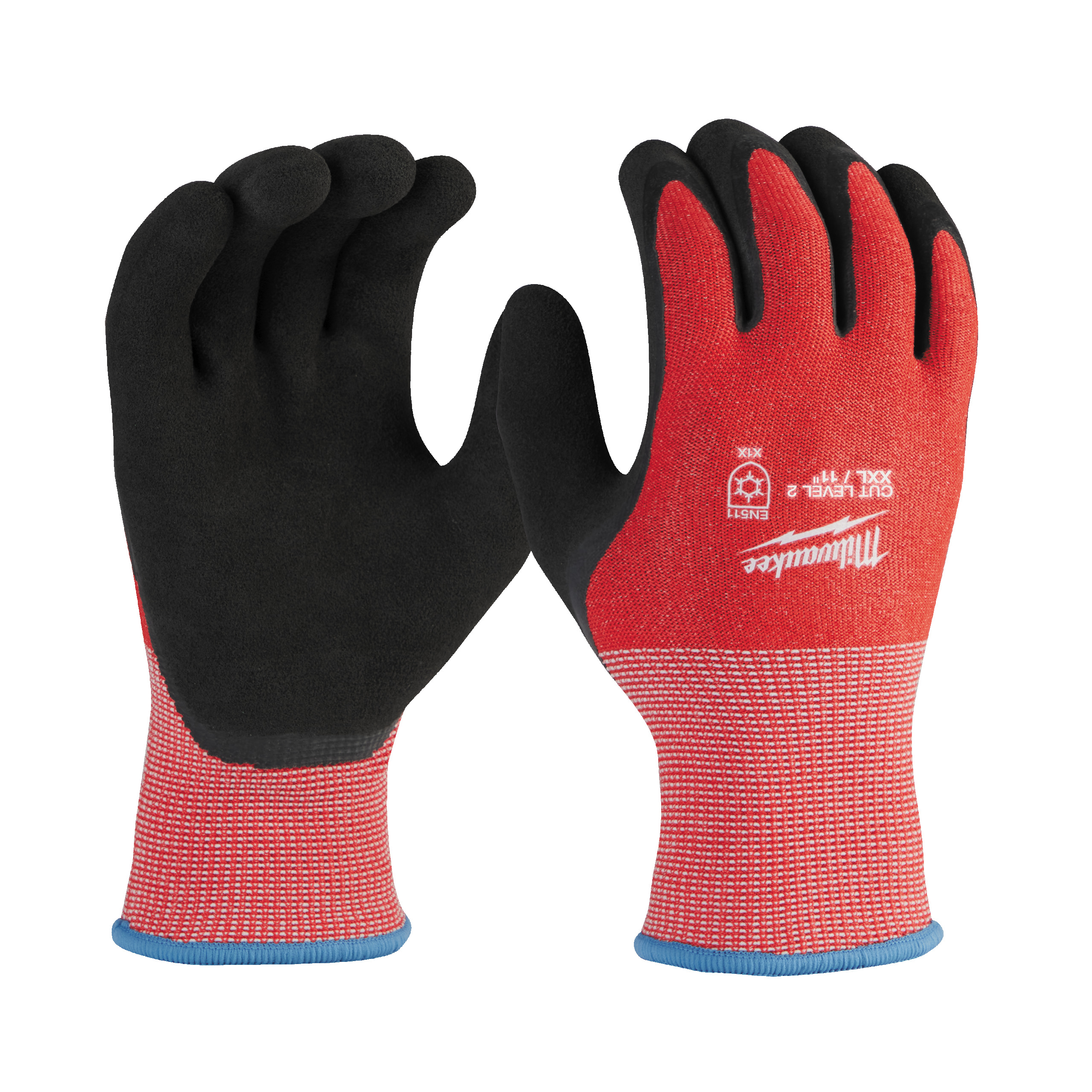 Milwaukee Winter Cut Black, Red Fibreglass, High Performance Polyethylene Work Gloves, Latex Coating