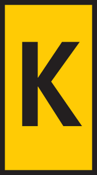 HellermannTyton WIC Snap On Cable Markers, Yellow, Pre-printed "K", 2 → 2.8mm Cable, for Cables and Wires,