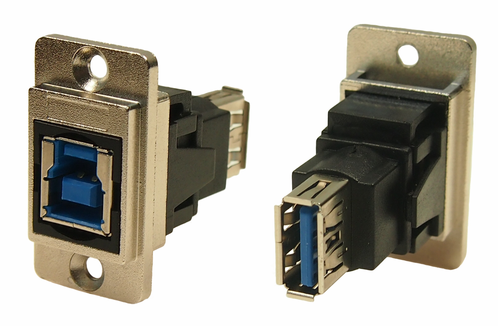 RS PRO Straight, Panel Mount, Socket to Socket- Dual Port Type B to A 3.0 USB Connector