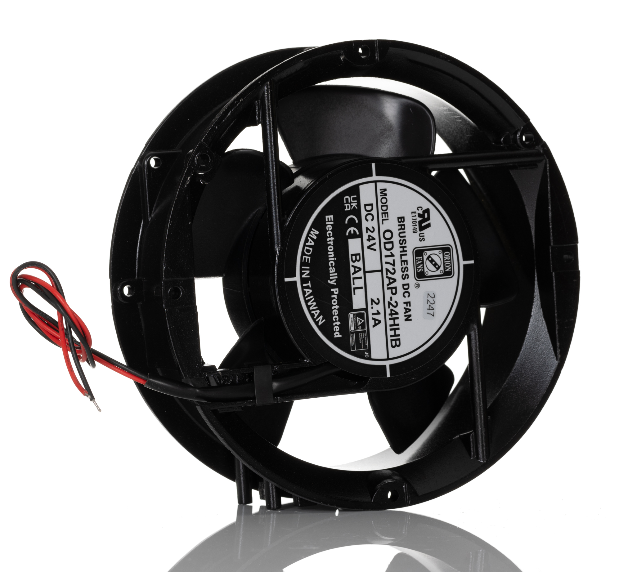 RS PRO Axial Fan, 24 V dc, DC Operation, 510m³/h, 50.4W, 2.10A Max, 172 x 51mm