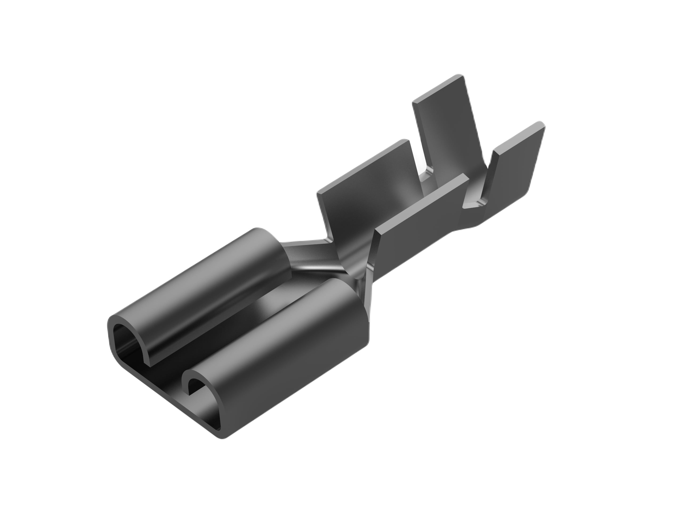 TE Connectivity FASTIN-FASTON 250 Black Uninsulated Receptacle Spade Connector, Quick Disconnect Receptacle, 6.35 x