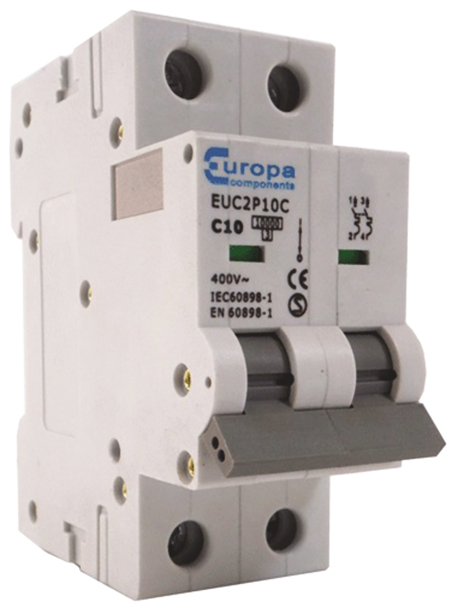 Europa EUC2P EUC MCB, 2P, 40A Curve C, 230V AC, 10 kA Breaking Capacity