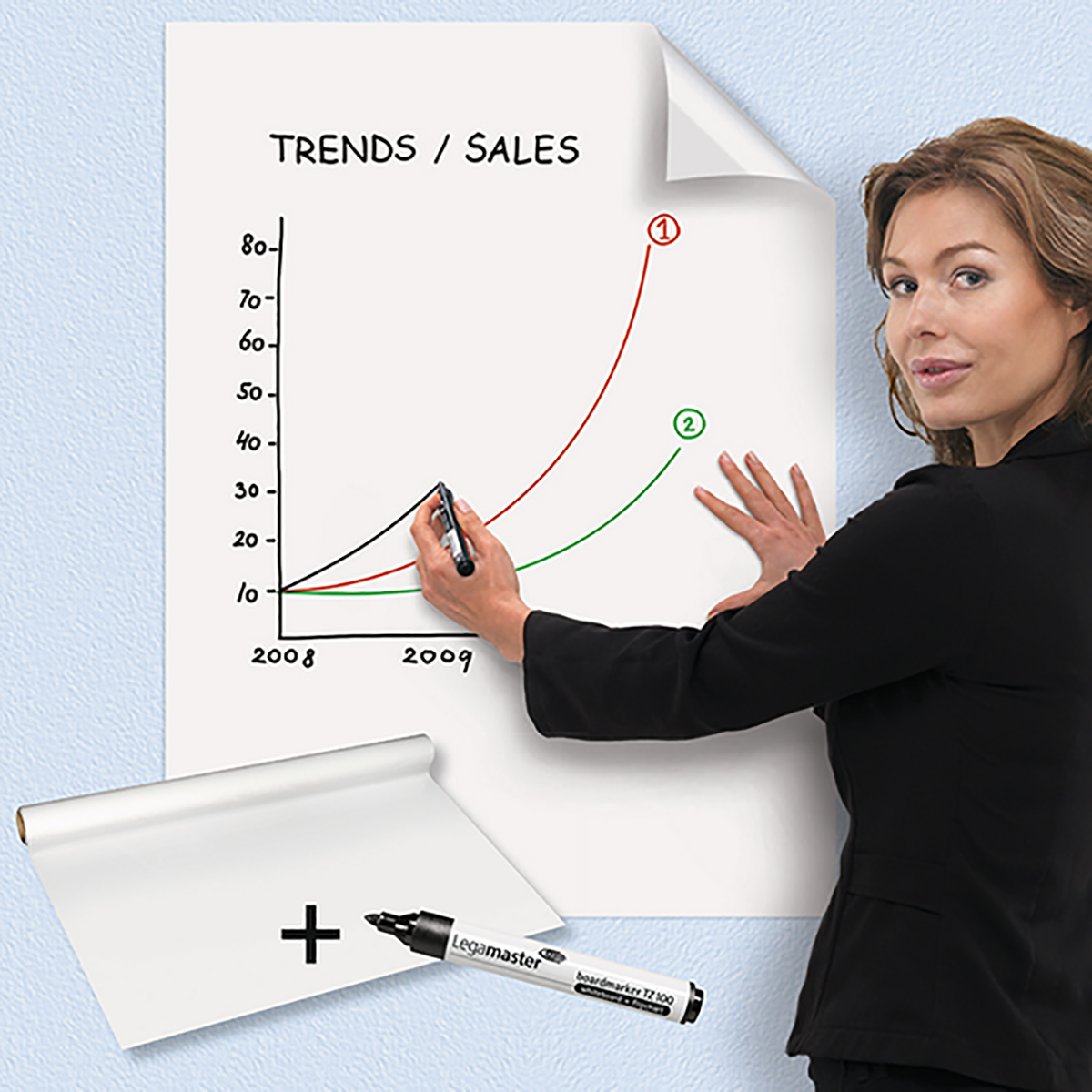Legamaster White Board, 80cm Height, 60cm Width