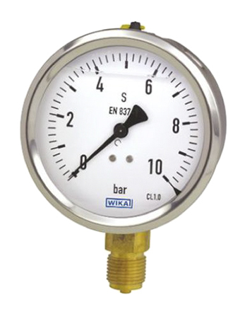 WIKA Analogue Pressure Gauge 600bar Bottom Entry 100mm Outside Diameter, UKAS