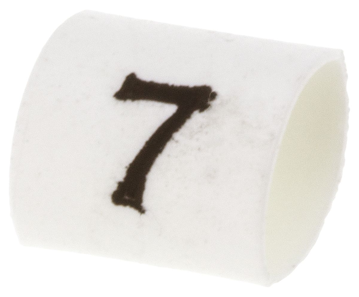 TE Connectivity Heat Shrink Cable Markers, White, Pre-printed "7", 1 → 3mm Cable, TRSA-1019/C/1/7