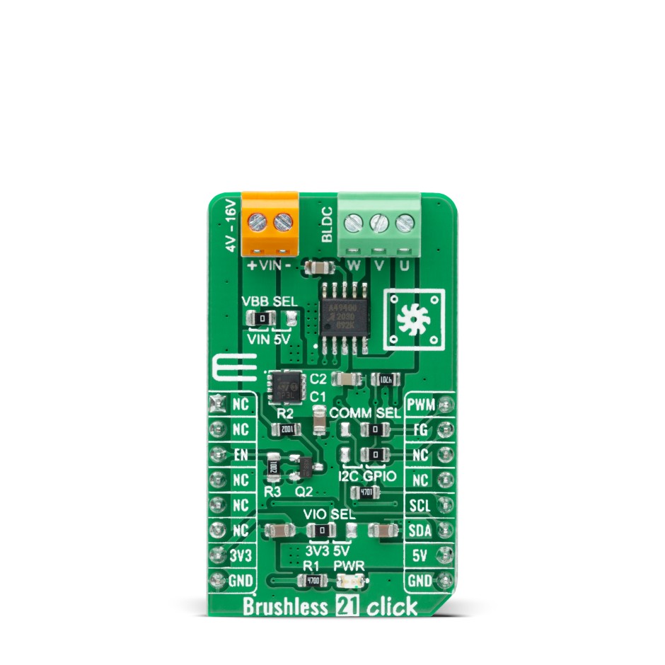 MikroElektronika Brushless 21 Click 3-Phase Motor Drive for AMT49400 for Brushless DC Motor