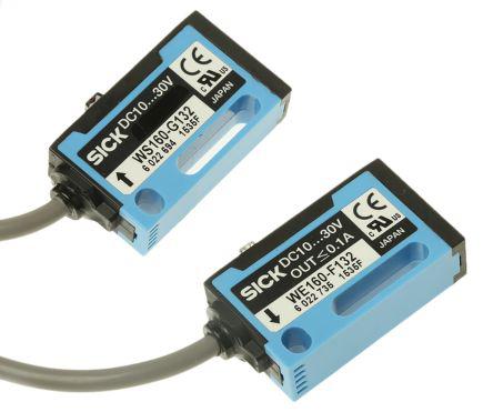 Sick Through Beam (Emitter and Receiver) Photoelectric Sensor 14 m Detection Range PNP IP69K Block Style WS/WE160-F132