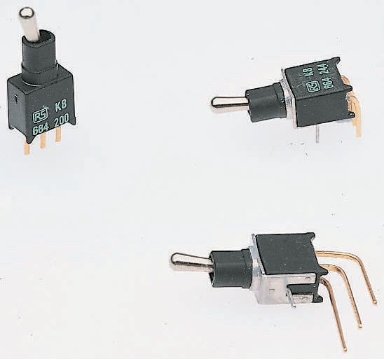 APEM Toggle Switch, PCB Mount, (On)-Off-(On), SPST, Through Hole Terminal, 20V ac/dc