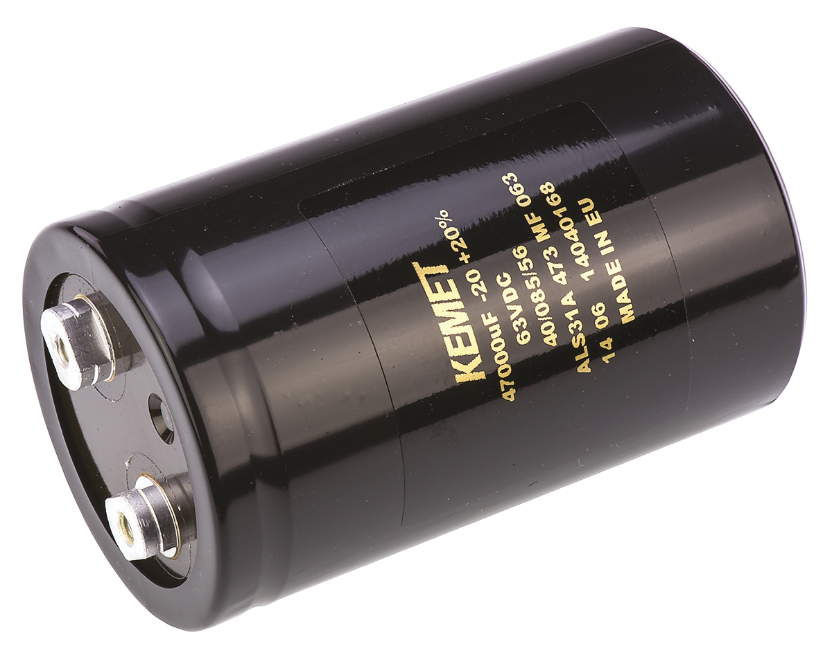 KEMET 47000μF Aluminium Electrolytic Capacitor 63V dc, Screw Terminal - ALS31A473MF063