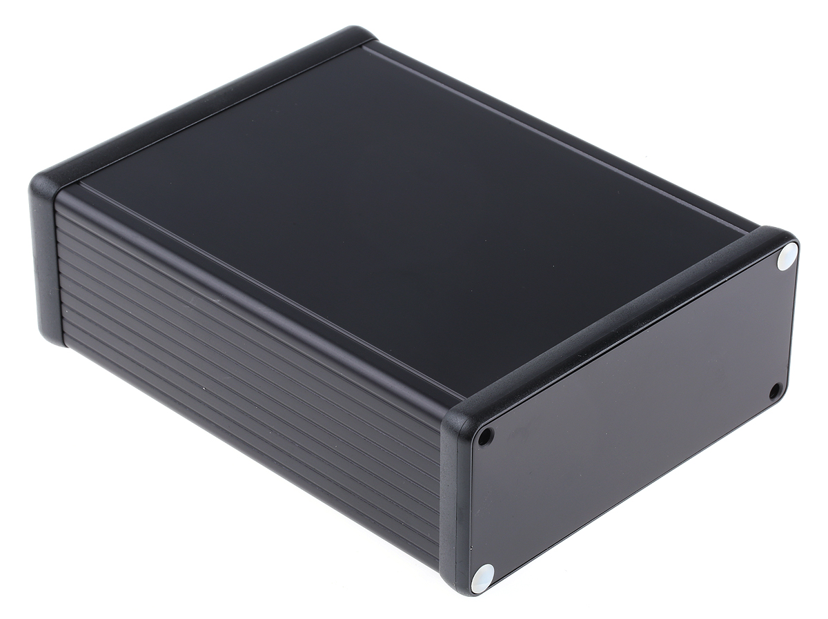 Hammond 1455 Series Black Aluminium Enclosure, IP54, Black Lid, 160 x 125 x 52mm