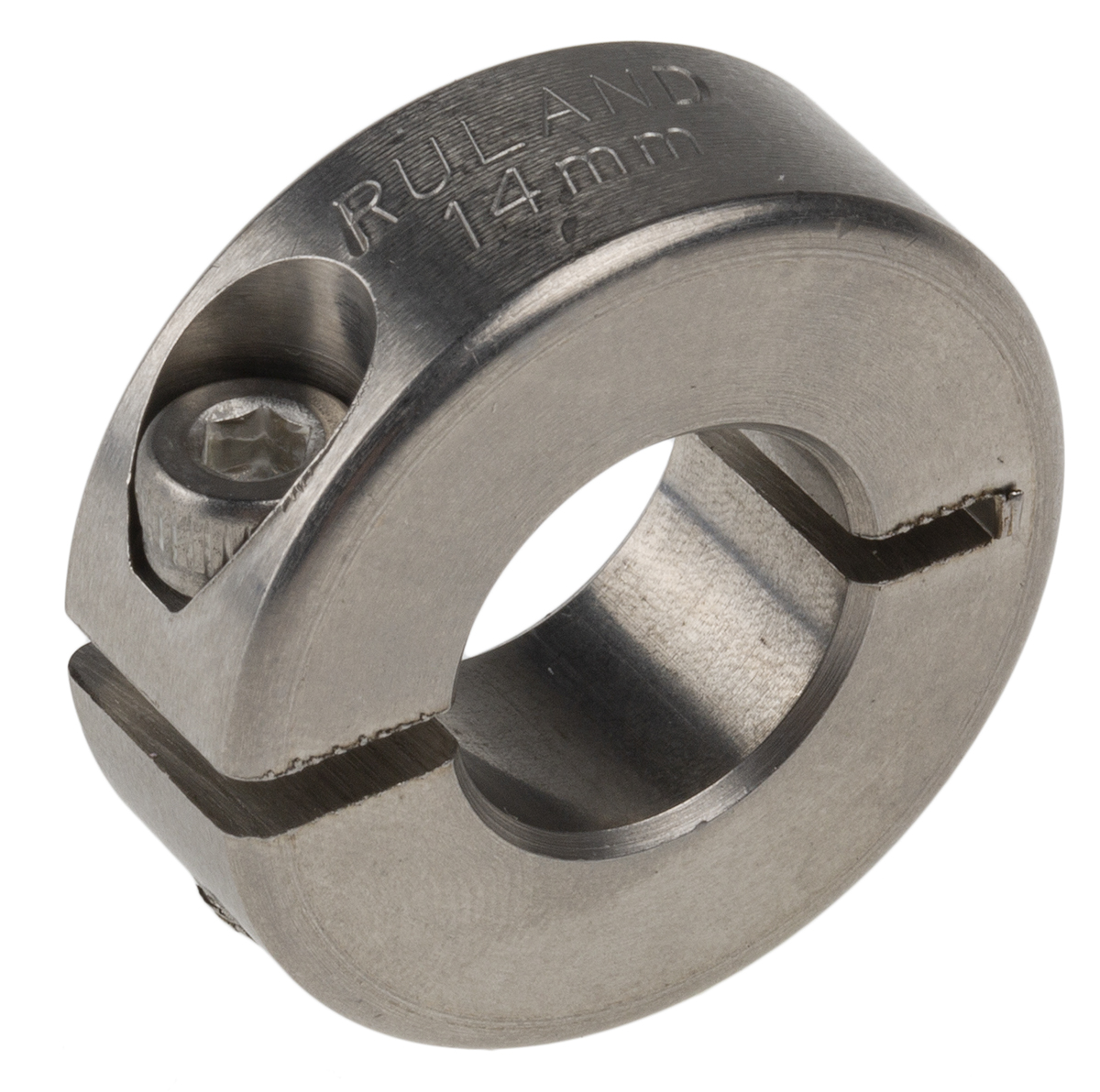 Ruland Shaft Collar, One Piece, Clamp Screw, Bore 14mm, OD 30mm, W 11mm, Stainless Steel