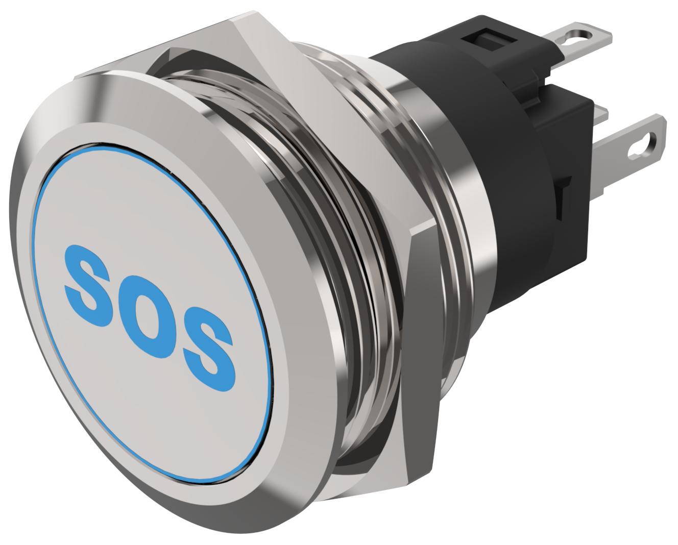 EAO 82 Series Illuminated Illuminated Push Button Switch, Momentary, Panel Mount, 22.3mm Cutout, SPDT, Blue LED, 240V,
