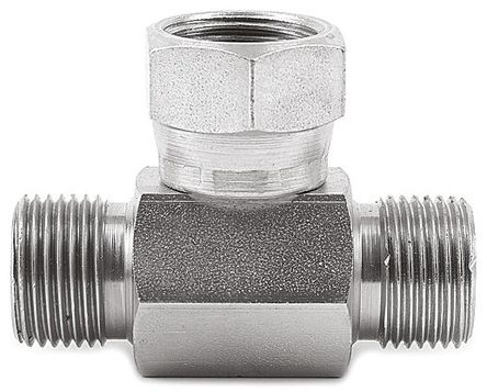 Parker Hydraulic Tee Threaded Adapter 12S6MK4S, Connector A G 3/4 Male Connector B G 3/4 Male