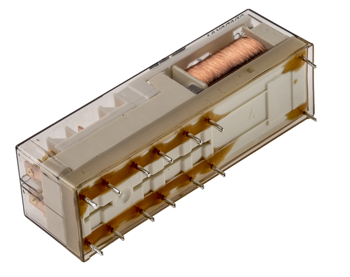 TE Connectivity PCB Mount Force Guided Relay, 24V dc Coil Voltage, 6 Pole, 4PST, DPST