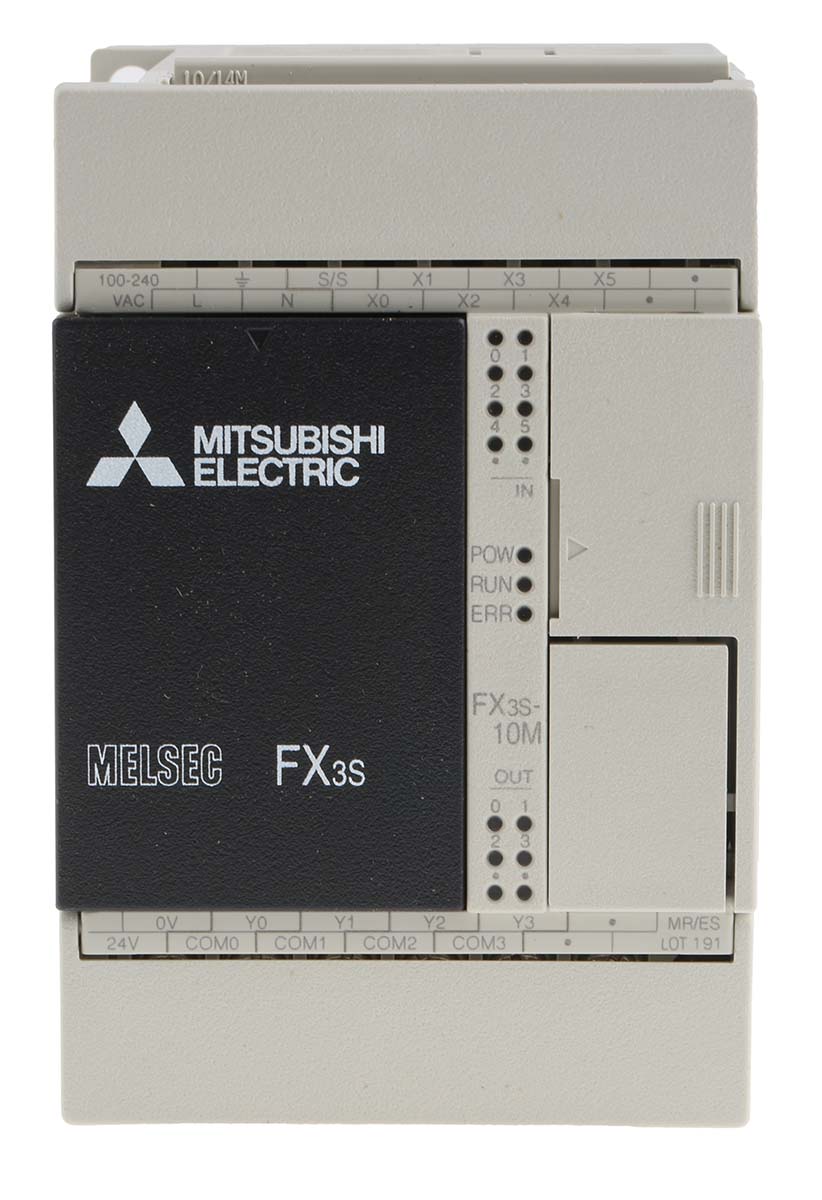 Mitsubishi Electric FX3S Series PLC CPU for Use with FX3 Series, Relay, Transistor Output, 6-Input, DC Input