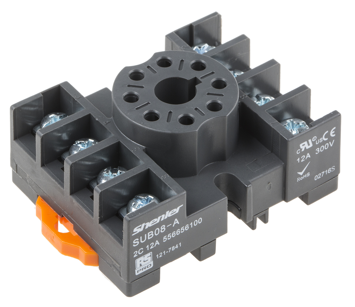 RS PRO 8 Pin 300V DIN Rail Relay Socket, for use with RS PRO RUB Relays