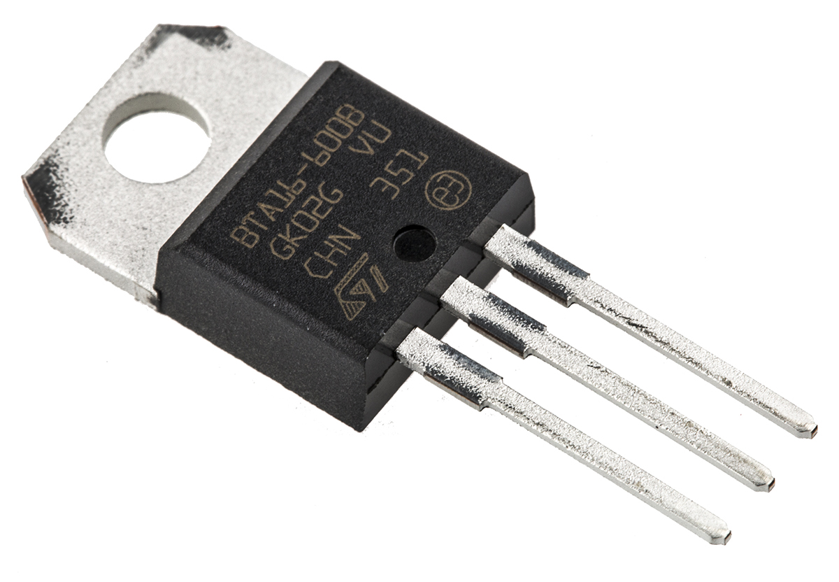 STMicroelectronics Through Hole, 3-pin, TRIAC, 600V, Gate Trigger 1.3V 600V
