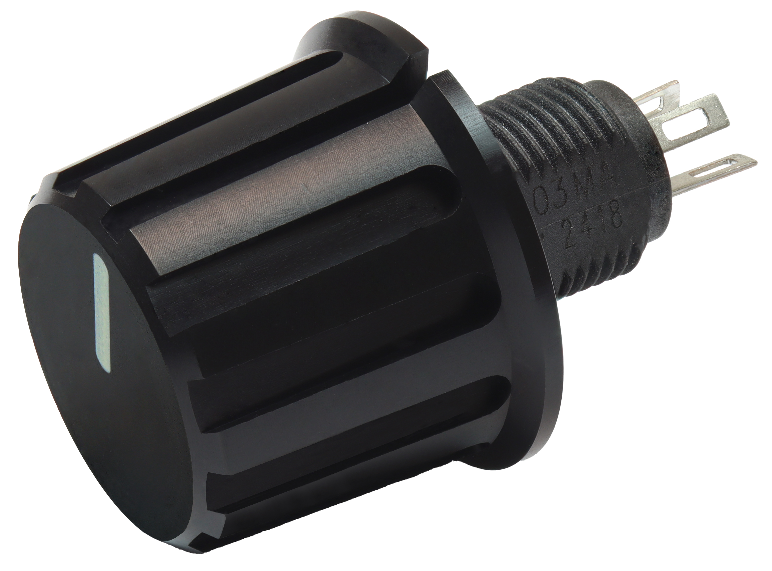 Vishay 22mm Black Potentiometer Knob Splined, P16FNM101MA