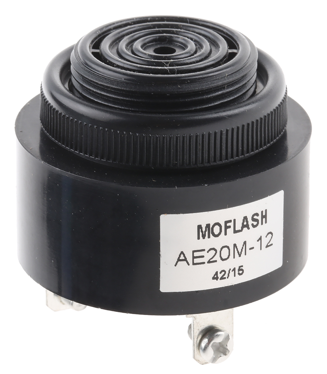 Moflash AE20M Series Panel Mount Buzzer, 12 V, 95dB at 1 m, IP55, DC, 2-Tone