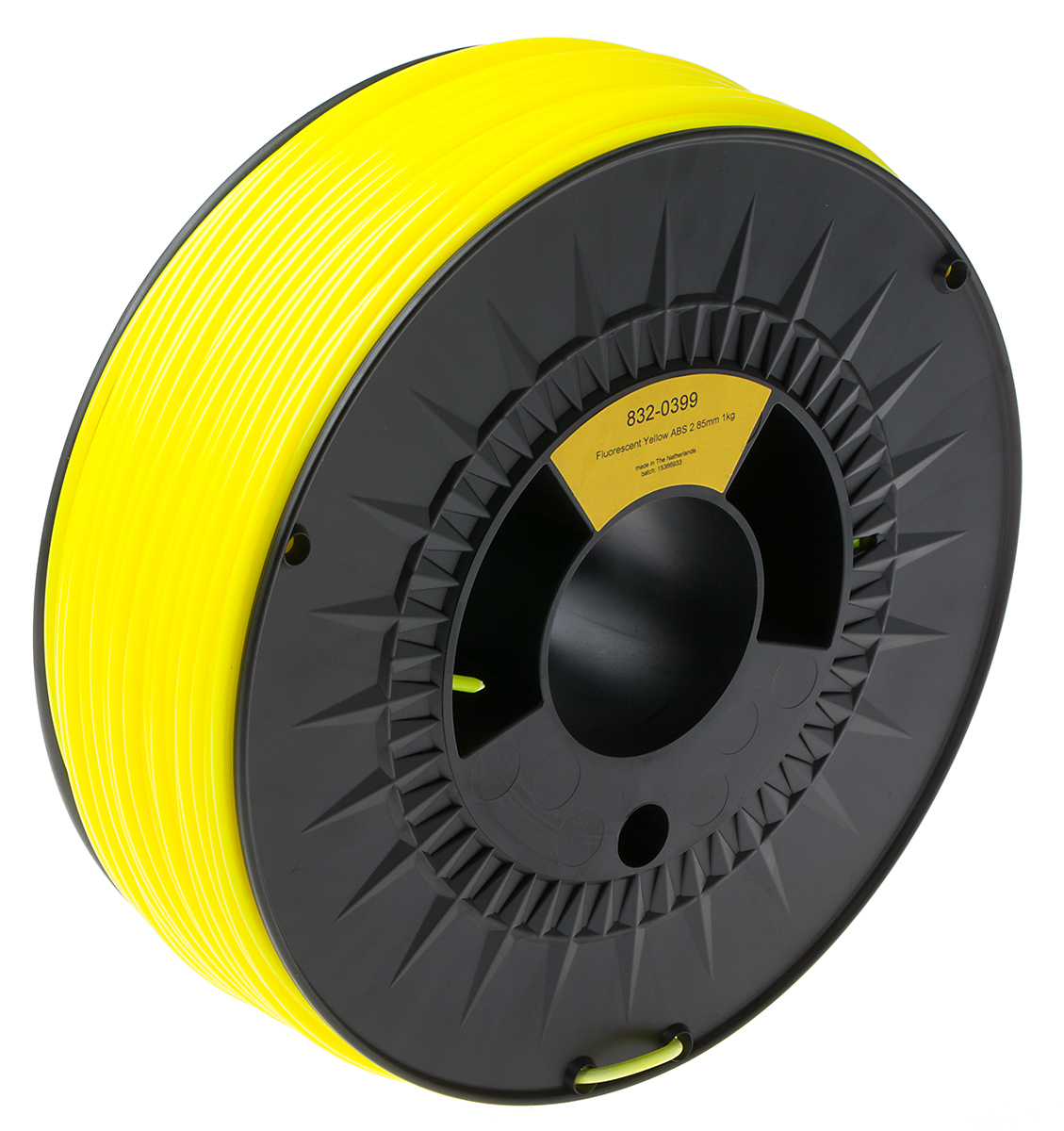 RS PRO 2.85mm Fluorescent Yellow ABS 3D Printer Filament, 1kg