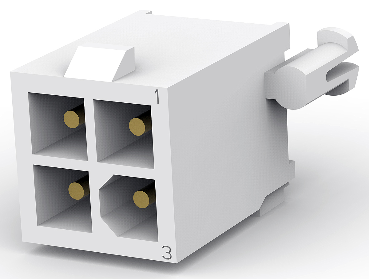 TE Connectivity Mini-Universal MATE-N-LOK Series Straight Through Hole PCB Header, 4 Contact(s), 4.14 mm Pitch, 2 Row,