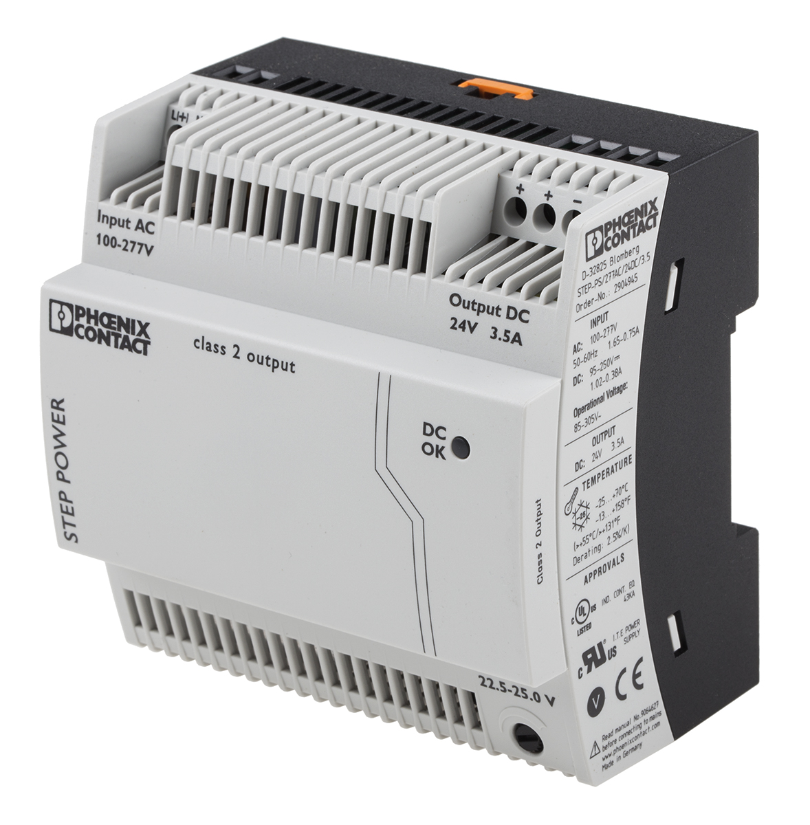 Phoenix Contact STEP POWER Switched Mode DIN Rail Power Supply, 85 → 305 V ac / 95 → 250V dc ac, dc