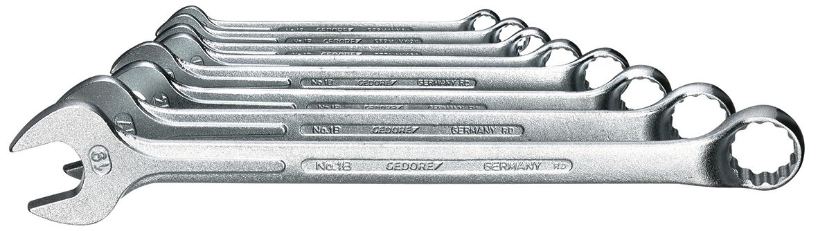 Gedore 1 B Series 8-Piece Spanner Set, 9 → 19 mm, Vanadium Steel