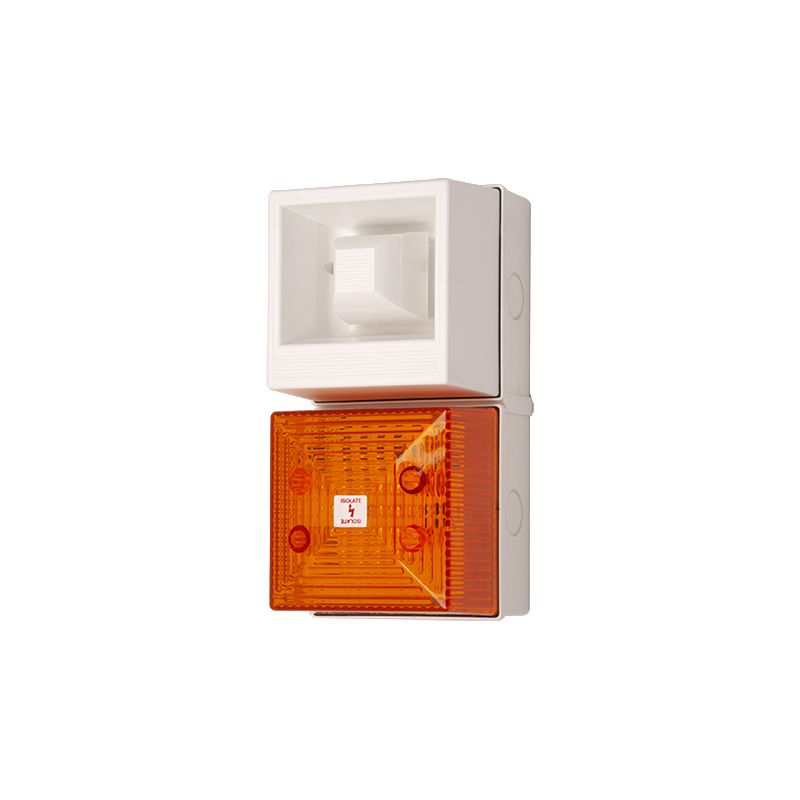 Clifford & Snell YL40 Series Amber Sounder Beacon, 115 V ac, IP65, Bulkhead, Flat Wall, 108dB at 1 Metre