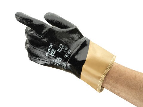 Ansell ActivArmr Black Nitrile Nitrile Work Gloves, Size 9, Nitrile Coating