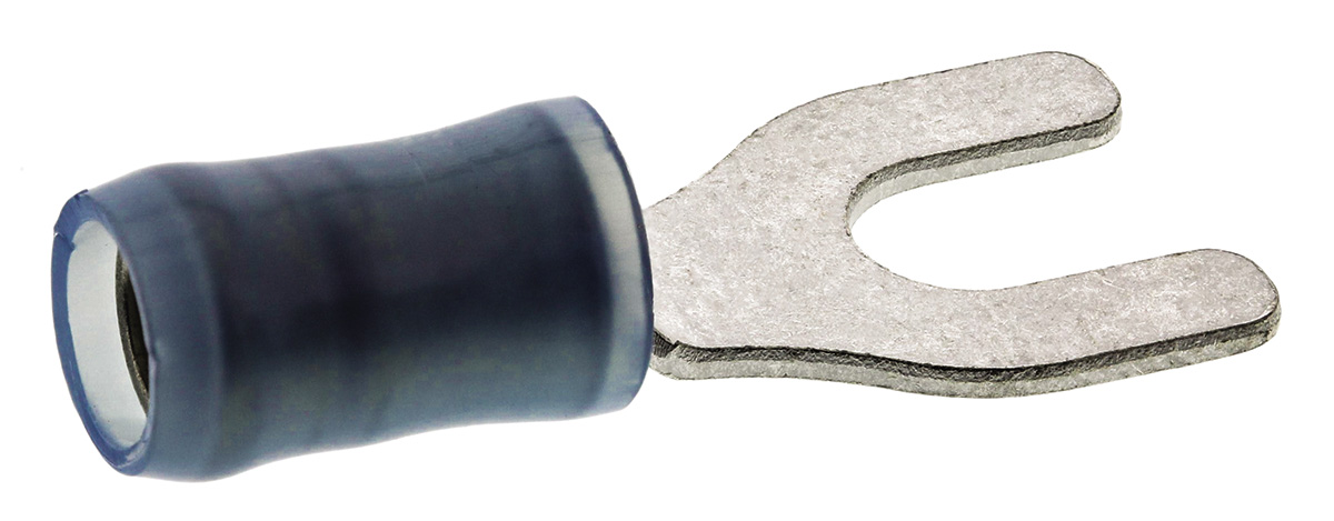 TE Connectivity PIDG Insulated Crimp Spade Connector, 1.25mm² to 2mm², 16AWG to 14AWG, M4 Stud Size Nylon, Blue