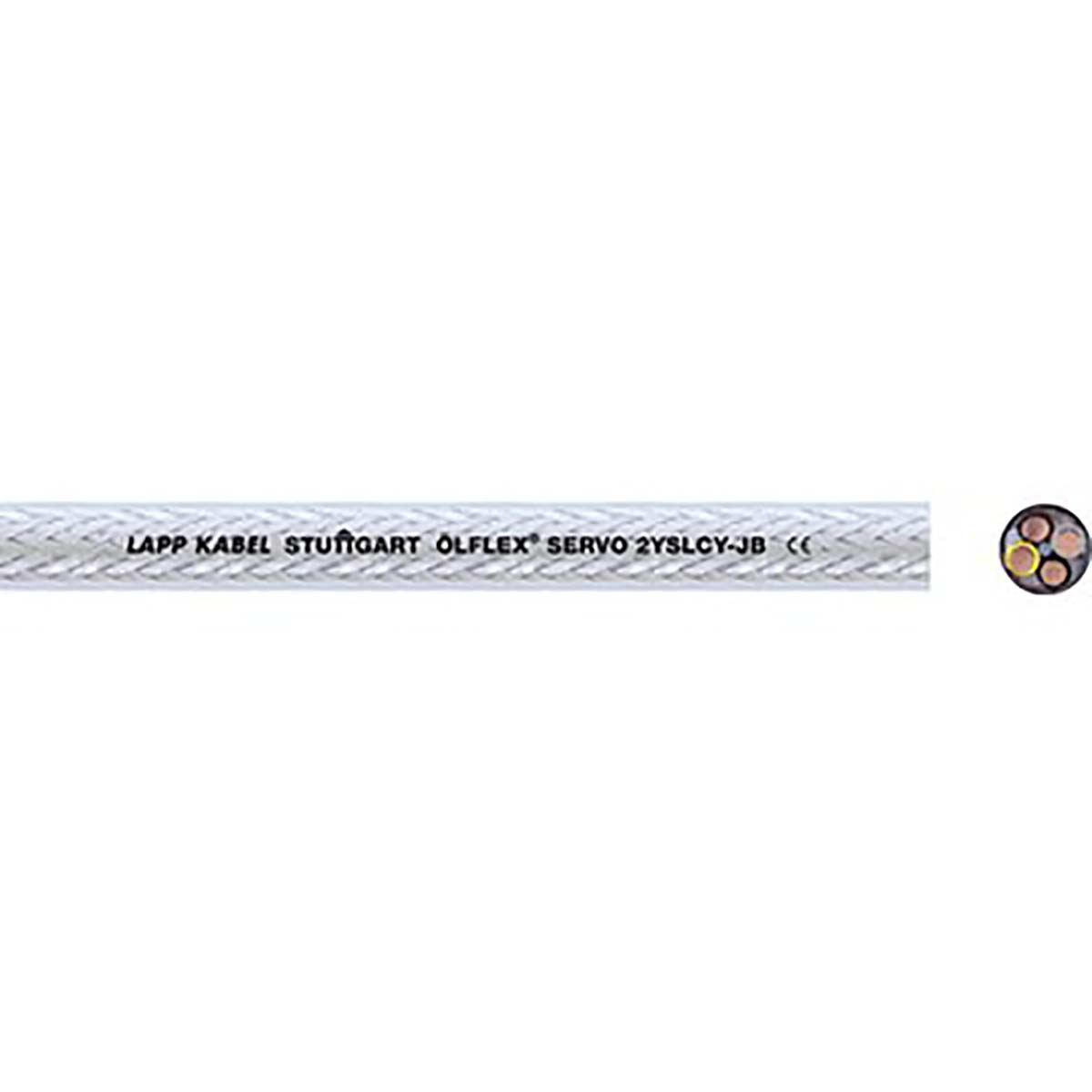 Lapp ÖLFLEX SERVO 2YSLCY Control Cable, 4 Cores, 10 mm² CSA 7 AWG, Screened, 50 m, Transparent Polyethylene Sheath