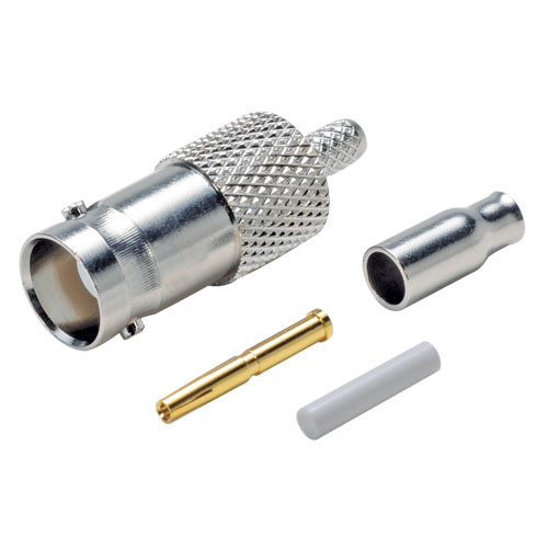 L-Com BAC Series Plug BNC Connector, Crimp Termination, Straight Body