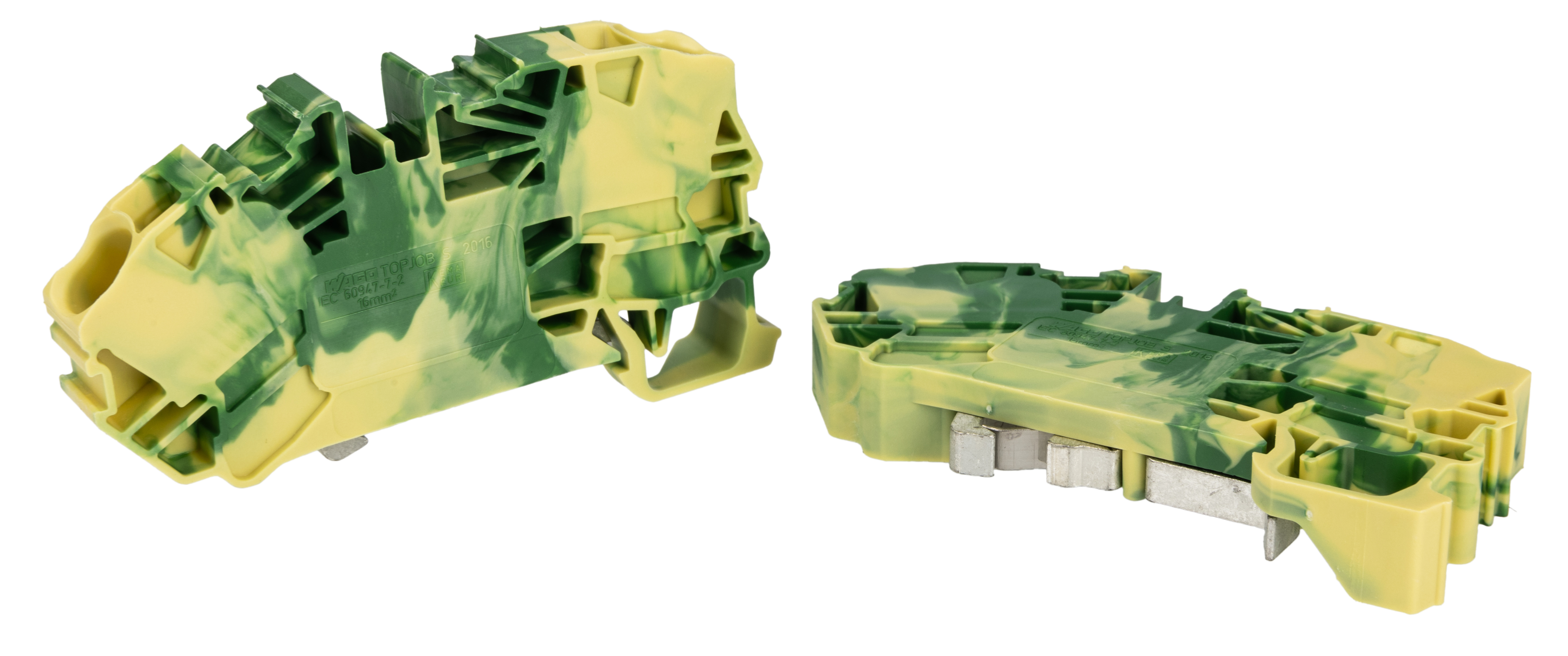 WAGO 2016-7607 TOPJOB S, 2016 Series Green/Yellow, 16mm², Single-Level, Push-In Cage Clamp Termination