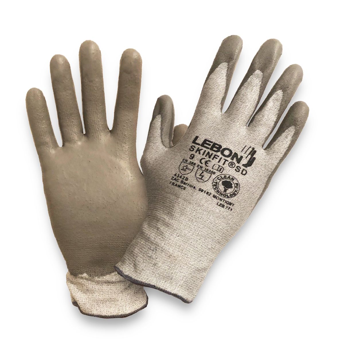 Lebon Protection SKINFIT/SD-9 Beige Elastane, High Performance Polyethylene Glove, Size 9, Polyurethane Coating