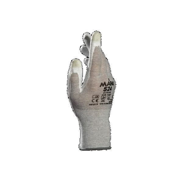 Mapa ULTRANE 524 Grey Carbon Fibre Glove, Size 7, Polyurethane Coating